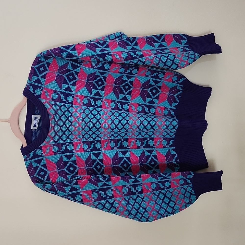 Meister vintage alpine ski sweater, Hong Kong, wool blend, women's small